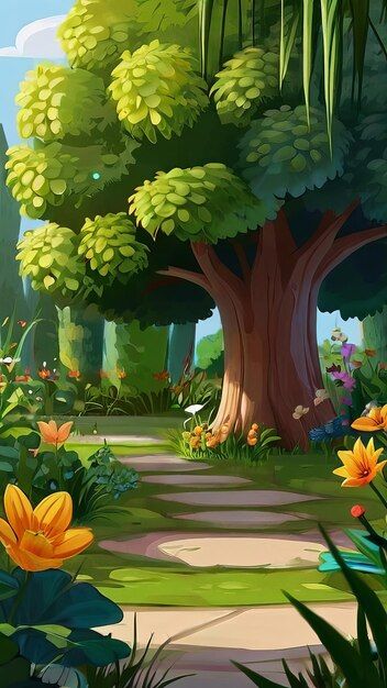 Background Images Illustration, How To Draw Spring, Garden Background For Editing, Garden Background Drawing, Garden Cartoon, Wallpaper Fofo, Free Cartoon Characters, Cartoon Garden, Game Background Art