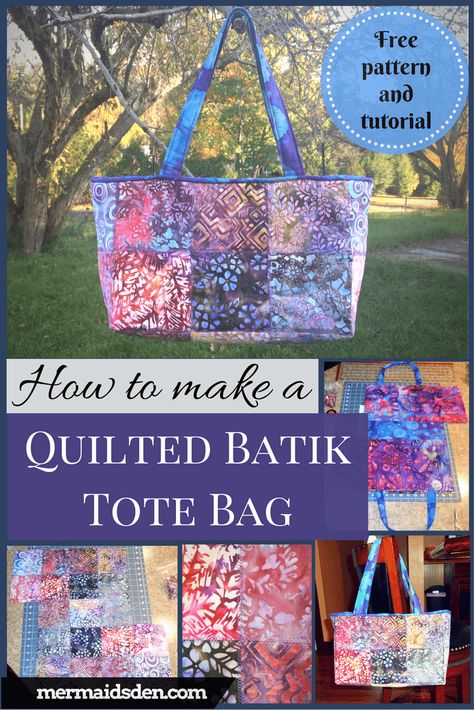 Sewing Tutorial: Make a Quilted Tote Bag with Batik Charm Squares Sew A Bag, Charm Squares, College Scholarships, Wallet Tutorial, Tutorial Ideas, Diy Bags Purses, Quilted Tote Bags, Duck Tape, Diy Purse