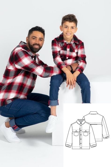 Hooded Coat Sewing Pattern, Boy Jacket Pattern, Boys Shirts Pattern, Hoodie Sewing, Boys Sewing Patterns, Sewing Patterns Free Women, Kids Shirts Boys, Kids Clothes Patterns, Kids Flannel