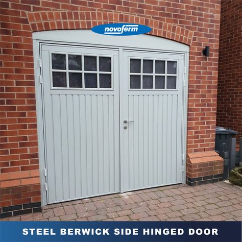 Side Open Garage Door, Side Hinged Garage Doors Uk, Garage Doors Uk, Hinged Garage Doors, Small Garage Organization, Grey Garage Doors, Side Hinged Garage Doors, Garage Extension, Garage Door Hinges