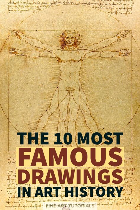 Find the ten most famous drawings in art history, from da Vinci, to van Gogh and more! #famousdrawings #mostfamousdrawings #arthistory #famoussketches #drawingart #bestart #davinci Famous Pencil Drawings, Famous Drawings Artists, Art History Drawings, Michelangelo Tattoo Leonardo Da Vinci Tattoo, Da Vinci Tattoo Ideas, Leonardo Davinci Tattoo, Davinci Paintings, Davinci Sketches, Famous Sketches