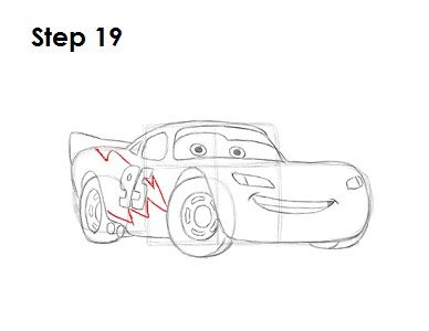 Draw Lightning Mcqueen, Lightning Mcqueen Drawing, Draw Lightning, How To Draw Lightning, Simple Neck Tattoos, Cute Pumpkin Carving, Drawing Characters, Cartoon Drawing Tutorial, Cool Car Drawings