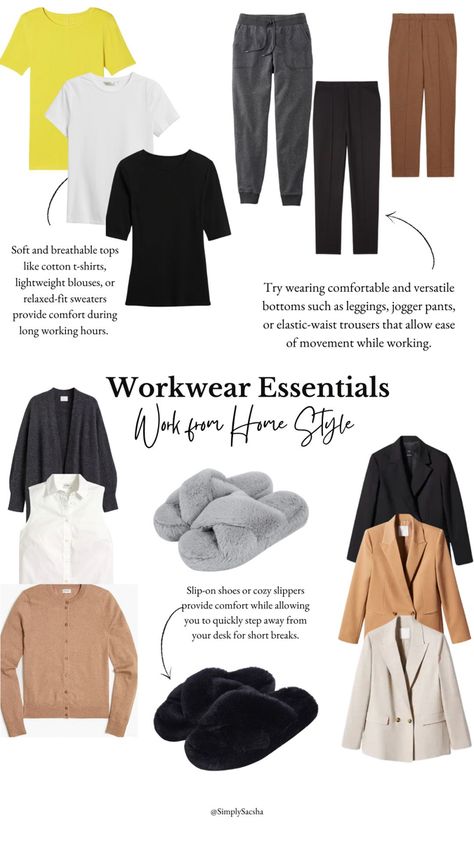 Feel Work From Home Style, Wfh Outfits, Workout Fits Women, Clothing Staples, Home Style, Work Wardrobe, House Slippers, Work From Home, Fashion Essentials