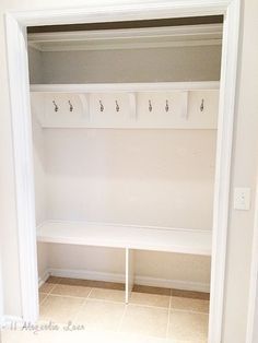 Coat Closet Organization Front Entry, Front Hall Closet, Mudroom Closet, Closet Redo, Front Closet, Coat Closet Organization, Entry Closet, Entryway Closet, Hallway Closet