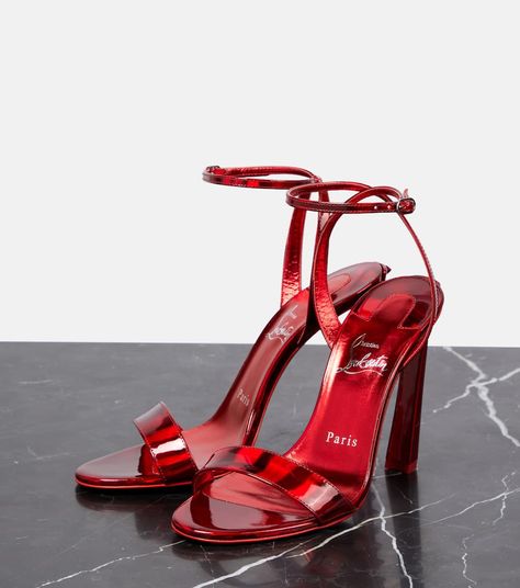 Christian Louboutin - Condorapik Queen 100 leather sandals | Mytheresa Cristian Lobotan Heels, Louboutin Online, Latest Sandal, Louboutin Heels, Christian Louboutin Women, Brown Leather Sandals, Slingback Shoes, Buckle Sandals, Slingback Sandal