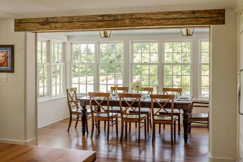 Delightful restoration of a brick and fieldstone farmhouse in Pennsylvania Indoor Sunrooms, Sunroom Dining Room, Dining Room Addition, Sunroom Dining, Sunroom Addition, Sunroom Decorating, Kitchen Addition, Dining Room Remodel, Celebrity Stylist