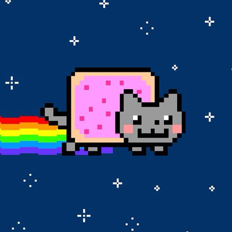 Meow meow meow meow hah 2010s Internet, Nyan Nyan, Internet Culture, Nyan Cat, Pin Button, Button Badge, Meow Meow, Pixel Art, Sound