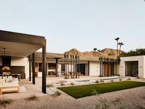 Organic Interiors, Sunken Fire Pits, Paradise Valley Arizona, 2023 Picture, Modern Courtyard, Desert House, Living In Arizona, Modern Desert, Eco Architecture