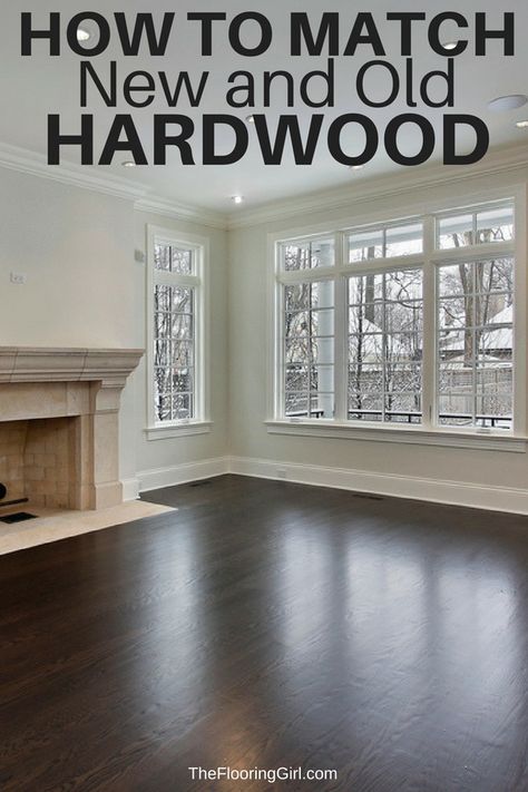 How to match new and old hardwood floors. #hardwood #floors #flooring #hardwoodfloors #match Decor For Dark Wood Floors, Mixed Hardwood Floors, Old Hardwood Floors, Tacky Decor, Hardwood Floor Refinishing, Old Wood Floors, Hardwood Floor Colors, Prefinished Hardwood, Hardwood Floors Dark