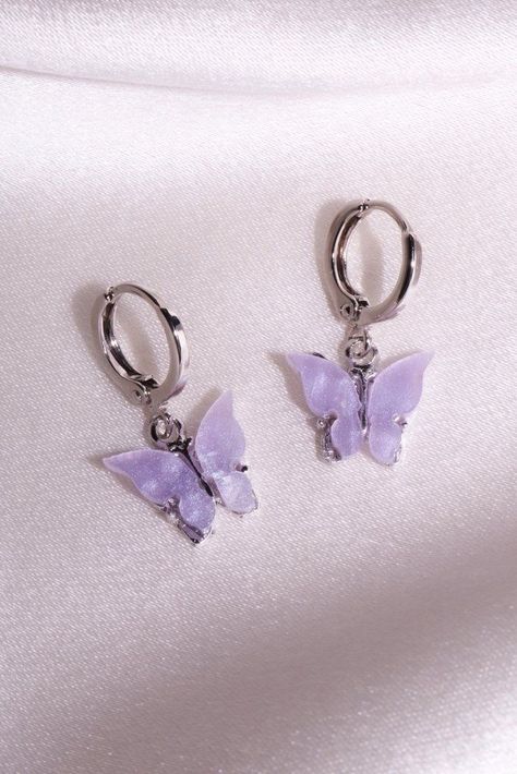 Ulzzang Accessories, Lavender Butterfly, Pretty Jewelry Necklaces, Starburst Earrings, Jewelry Accessories Ideas, Girly Accessories, Fancy Jewellery, Butterfly Jewelry, Earrings Studs