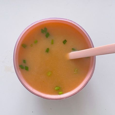 Miso Soup Aesthetic, Ollie Aesthetic, Soup Aesthetic, Soup Broth, Pink Bowls, Soft Life, Miso Soup, Bowl Of Soup, Light Brown Hair