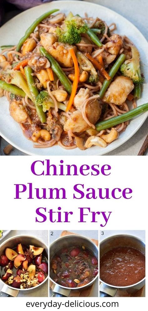 Plum Sauce Recipe Chinese, Plum Sauce Chicken, Plum Sauce Recipe, Crispy Veggies, Noodles With Chicken, Chicken With Vegetables, Pot Noodle, Chinese Pork, Chicken And Veggies