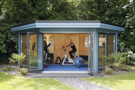 Small Home Gym Design, Gym Shed, Garden Gym, Dream Home Gym, Gym Design Interior, Home Gym Design Garage, Modern Lake House, Gym Room At Home, House Dream