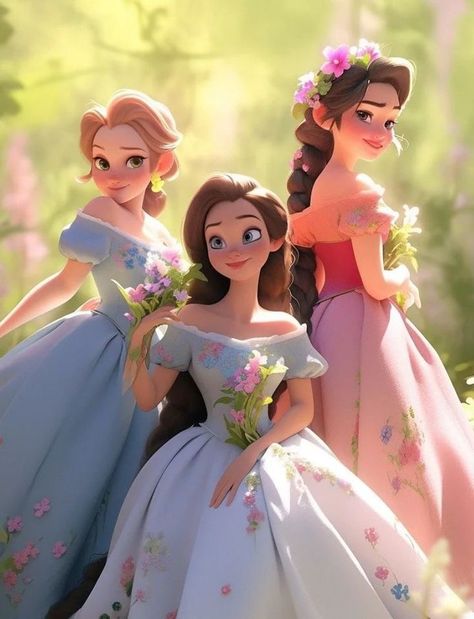 Disney Princess Artwork, Best Friends Cartoon, Friends Illustration, Cute Pastel Wallpaper, Disney Princess Pictures, Cute Couple Cartoon, Cute Cartoon Pictures, Girly Art Illustrations, Disney Princess Art