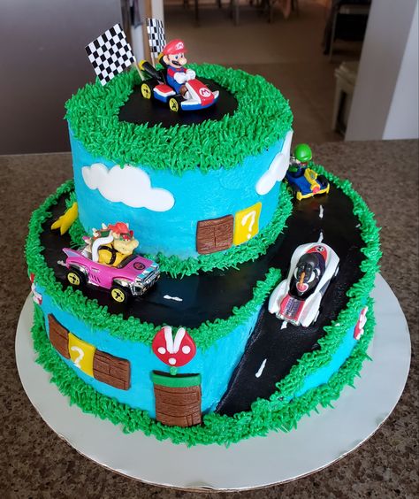 Fondant Cake Decorations, Mario Kart Cake, Cakes Without Fondant, Mario Birthday Cake, Mario Cake, Cake Decorating With Fondant, Mario Birthday Party, 6 Cake, Lego Cake