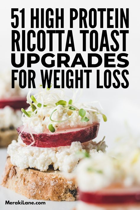 Ricotta Snacks Healthy, Vegetarian Recipes With Ricotta Cheese, Fig And Ricotta Toast, Healthy Recipes With Ricotta, Ricotta Cheese On Toast, Low Calorie Ricotta Recipes, Ricotta Toast Recipes Breakfast, Ricotta Cheese Toast Recipes, Bariatric Ricotta Recipes