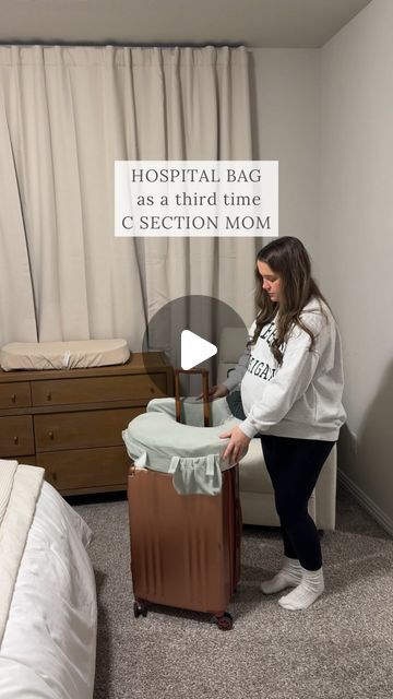 299K views · 9K likes | Jade on Instagram: "pack my hospital bag with me as a third time mom ✨   I’ll be adding my own pillow and a long phone charger the morning of my c section but otherwise this is it. I take advantage of all of the postpartum and baby goodies from the hospital and leave my stuff prepped and ready to go at home! Since I stay multiple nights I do love to have my own pillow and blanket from home and a sound machine.   #hospitalbagessentials #hospitalbag #expectingmom #expectingababy #expectingmama #hospitalbagchecklist #momtips #momtipsandtricks #motherhood pack my hospital bag. What’s in my hospital bag for my c section. Hospital bag for first time mom." Hospital Bag Suitcase, Packing Hospital Bag For C Section, Hospital Maternity Bag, Whats In My Hospital Bag, Planned C Section Hospital Bag, Labour Outfit Hospital, When To Pack Hospital Bag For Delivery, What’s In My Hospital Bag, C Section Hospital Bag Checklist