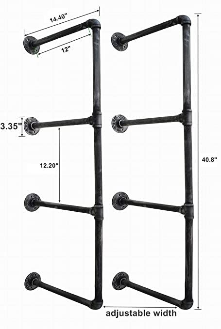 Gas Pipe Shelves, Shelving For Kitchen, Costume Storage, 4 Tier Shelf, Industrial Diy, Pipe Rack, Open Bookshelves, Rustic Wood Walls, Shelving Racks