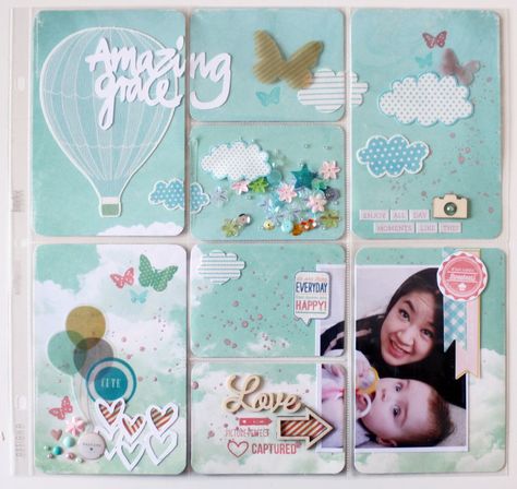 Daydream Sky Linda Tran, Project Life Baby, Cards With Pictures, Pocket Page Scrapbooking, Project Life Scrapbook, Project Life Album, Pocket Pages, Project Life Layouts, Project Life Cards