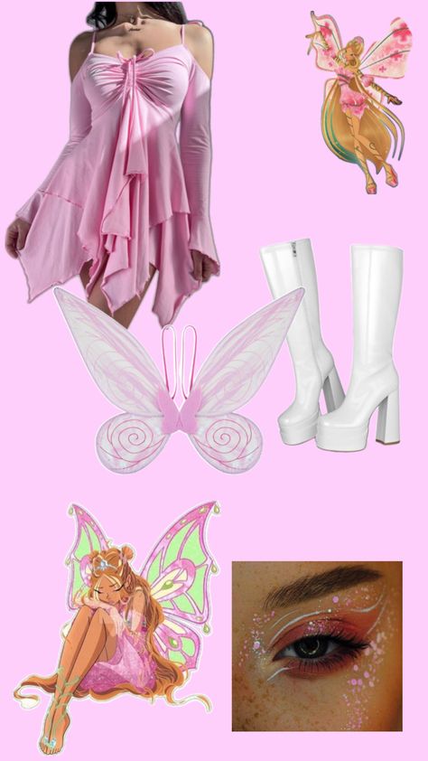 Flora from Winx Club costume inspo Fairytopia Halloween Costume, Flora From Winx Club Costume, Winks Club Costume, Winx Flora Outfits, Flora Winx Club Costume, Winx Club Costumes, Winx Club Halloween, Flora From Winx Club, Winx Club Cosplay