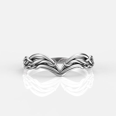 Embrace the magic of the woods with this Woodlands Vine Fantasy engagement ring.  Handcrafted from recycled gold and shaped for ultimate comfort, this unique design is perfect for nature-loving souls. Featuring a graceful, tapering band that's 6.8mm at its widest point, this silver masterpiece is ready to be sized to your exact specifications. Elvish Ring, Elven Ring, Art Nouveau Wedding, Nouveau Wedding, Curvy Wedding, Art Nouveau Weddings, Fairy Crown, Fun Clothes, Celtic Wedding