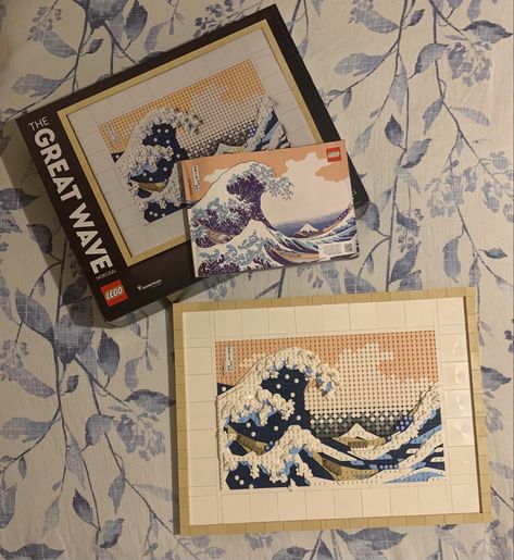 Lego Great Wave, Diy Home Office Decor, Lego Aesthetic, Diy Framed Wall Art, Lego Wall Art, Diy Home Office, Hobbies For Adults, Lego Collection, Lego Wall