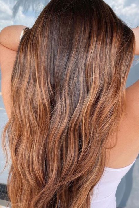 Carmel Honey Brown Hair, Reddish Brown Hair With Blonde Balayage, Brunette Honey Hair, Light Warm Brunette Hair, Honey Cooper Hair, Warm Carmel Brown Hair, Warm Summer Brunette Hair, Strawberry Brunette Balayage, Toffee Colored Hair