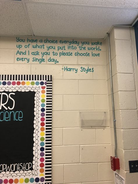 Ela Quotes For Classroom, Aesthetic Quotes For Classroom, Harry Styles Classroom Ideas, Harry Styles Classroom Theme, Harry Styles Classroom Decor, Harry Styles Bulletin Board, Harry Styles Classroom, Adult Classroom Decor, Ela Classroom Decor