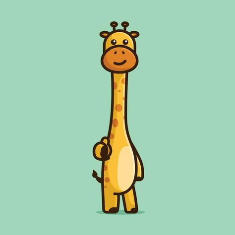 Giraffe Cartoon, Nature Icon, Giraffe Illustration, Cute Giraffe, Animal Nature, Simple Cartoon, Animal Illustration, Cartoon Animals, Thumbs Up