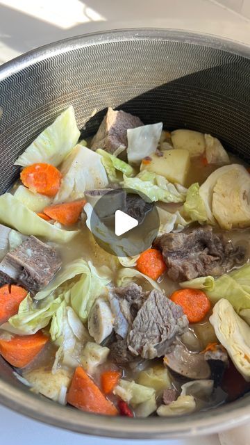 krizkitch on Instagram: "Nilagang Baka (Beef Soup)

Beef nilaga is a traditional stew that reflects the simple yet hearty cooking style of the Philippines. “Nilaga” means “boiled” in Tagalog, and the dish consists of beef simmered with vegetables like potatoes, carrots, cabbage, and green beans. Its origins trace back to Spanish colonial influence in the Philippines, when local ingredients were combined with European methods of stewing meat. Over time, Filipino families adapted the recipe to include native flavors like fish sauce and local vegetables. Nilaga is often enjoyed as a comforting meal during cool or rainy days, served with steamed rice.

Ingredients:
	•	2 lbs beef neck bones and short ribs (bone-in)
	•	2-3 golden potatoes, cut into chunks
	•	2 medium carrots, sliced into rounds Beef Nilaga, Golden Potatoes, Soup Beef, Cabbage Stew, Neck Bones, Potatoes Carrots, Rice Ingredients, Stew Meat, Beef Soup