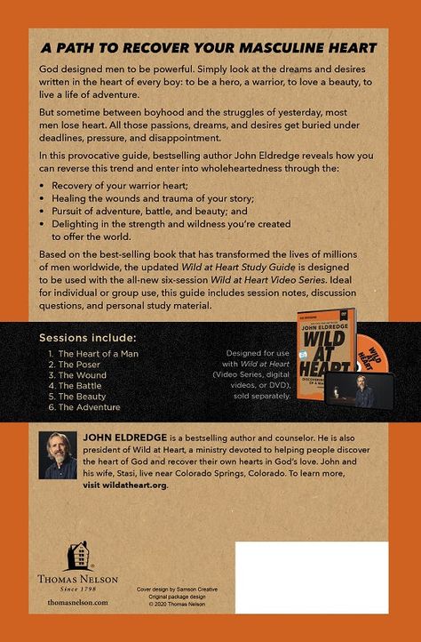 Have you had it with the pressure to be a nice guy? In this updated edition of the bestselling classic, Wild at Heart, author John Eldredge reminds men we need adventure in our lives . . . in our work, in our love, and our spiritual lives. He reveals how God designed men to be dangerous. Simply look at the dreams and desires written in the heart of every boy: to be a hero, to be a warrior, and to live a life of adventure and risk. Sadly, most men today have abandoned these dreams and desires—aid John Eldredge, Life Of Adventure, Be A Warrior, Better Man, Wild At Heart, Spiritual Life, Wild Hearts, A Hero, Nothing More