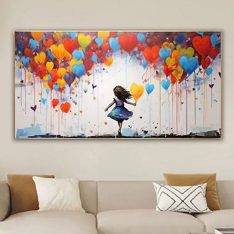 Horizontal Painting Ideas, Painting For Kids Room, Painting Street Art, Canvas For Home Decor, Mudroom Bathroom, Entry Mudroom, Office Entry, Graffiti Canvas, Large Balloons