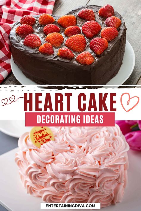 How To Make a Heart Shaped Cake Without A Heart Shaped Pan | Holidays and events Making A Heart Shaped Cake, Heart Cake Design, Heart Shaped Cake Pan, Heart Shaped Cake, Square Cake Pans, Cream Cheese Frosting Recipe, Shaped Cake, Heart Shaped Cakes, Valentines Day Desserts