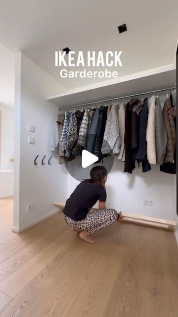 Ikea Hall, Ikea Wardrobe Hack, Ikea Closet Hack, Shoe Storage Hacks, Garderobe Diy, Wardrobe Rail, Ikea Hallway, Ikea Wardrobe, Ikea Closet