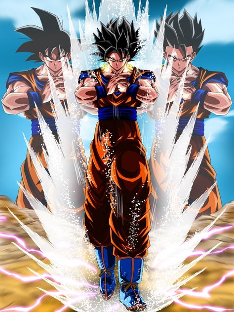 Goku And Gohan Fusion, Gohan And Goten, Goku Gohan, Saga Dragon Ball, Goku And Gohan, Dragon Ball Painting, Dragon Ball Art Goku, Dragon Ball Super Artwork, Dragon Ball Super Art