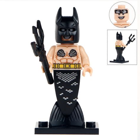 Mermaid Batman Batman Movie Series 2 DC Comics Super Hero custom Mini Figure - Minifigure Bricks Real Batman, Lego Figurine, Lego Building Blocks, Batman Batman, The Bat Man, Batman Figures, Lego Batman Movie, I Am Batman, Im Batman