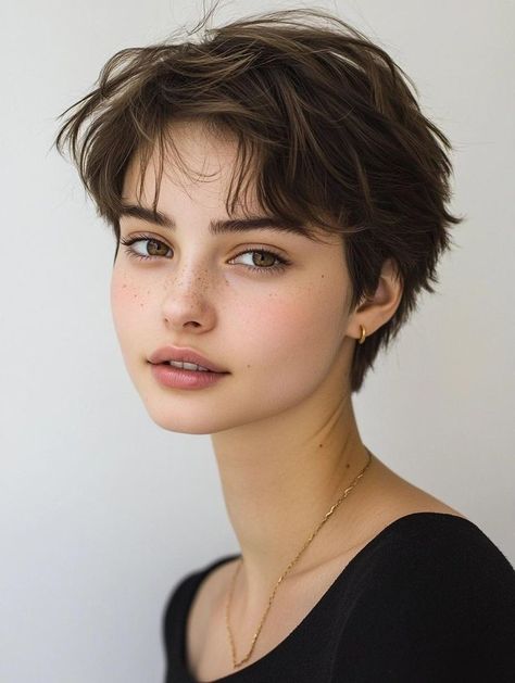 Short Hair Cuts For Round Faces, Short Choppy Haircuts, Short Hairstyle Ideas, Choppy Haircuts, Edgy Haircuts, 얼굴 그리기, Very Short Haircuts, Hair Inspiration Short, Haircut Inspo