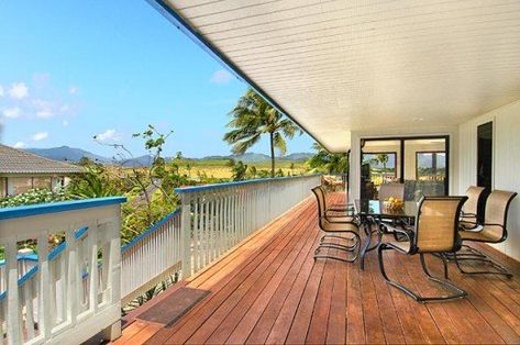 Covered Porch with a View Roofed Patio, Lanai Porch, Lanai Design, White Porch, My Idea, Mackinac Island, Sliding Windows, Great Design, Hawaiian Islands