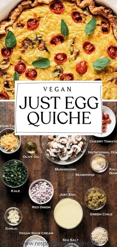 Just Egg Quiche, Egg Quiche Recipes, Recipe With Mushrooms, Mushroom Recipes Vegan, Egg Quiche, Just Egg, Vegan Quiche, Breakfast Recipies, Vegan Cheddar