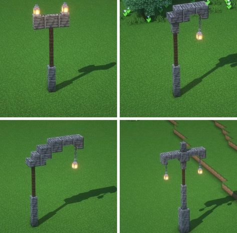 Minecraft Lighting Ideas, Minecraft Lamp, Minecraft Light, Minecraft Medieval House, Minecraft Building Guide, Cool Lamp, Minecraft Wall, Minecraft Farm, Minecraft Castle