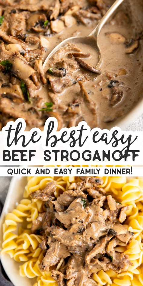 Beef Stroganoff With Flank Steak, Canned Beef Stroganoff, Recipes For Beef Stroganoff, Fancy Beef Stroganoff, Easy Beef Stroganoff With Stew Meat, Stragonoff Recipe Beef Easy, Home Made Stroganoff, Steak Stroganoff Recipe Easy, Beef Stroganoff Easy Stovetop