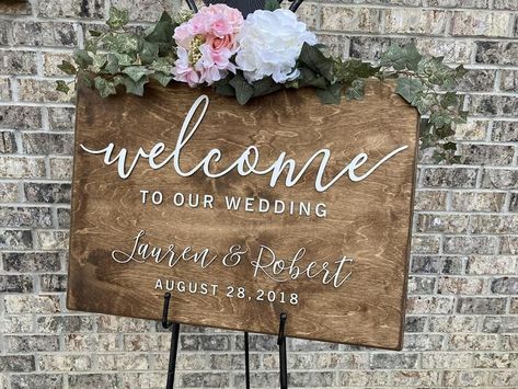 Wood Wedding Signs Rustic, Wedding Entrance Sign, Wood Welcome Sign, Welcome Sign Wedding, Wedding Reception Signs, Wooden Wedding Signs, Wood Wedding Signs, Personalized Wedding Sign, Wedding Entrance