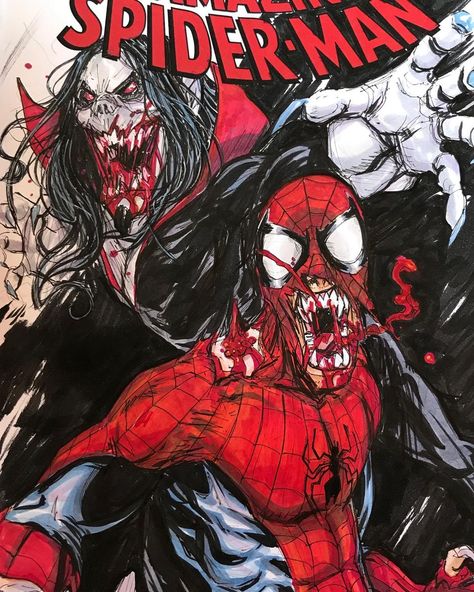 Phil Buckenham on Instagram: “#spiderman #morbius sketchcover #marvel #vampire #comicart #comics” Vampire Spiderman, Marvel Vampire, Sketch Cover, Mythical Creatures, Deadpool, Comic Art, Spiderman, Concept Art, Sketch