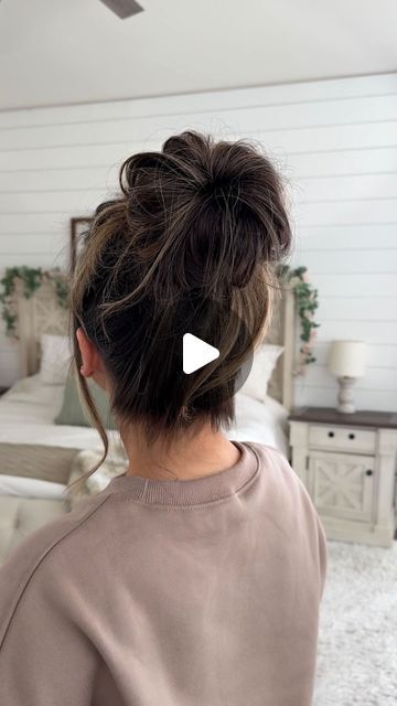 Messy Top Knot Bun, Hair In A Messy Bun, Messy Top Knot, Spiral Hair Ties, Messy Top Knots, Top Knot Bun, Knot Bun, A Messy Bun, High Bun