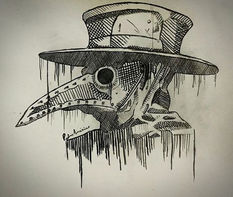 Plague Doctor Drawings, Plauge Doctor Drawings, Plague Drawing, Plague Doctor Sketch, Plague Doctor Drawing, Creepy Sketches, The Plague Doctor, Pokemon Painting, Ear Tattoo Ideas