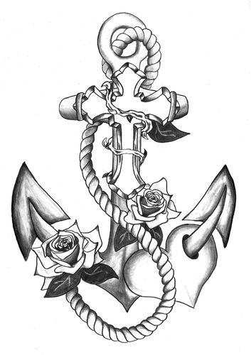 Faith Hope Tattoo, Mermaid Anchor Tattoo, Anchor Flower Tattoo, Memorial Tattoo Designs, Faith Hope Love Tattoo, Anchor Tattoo Design, Anker Tattoo, Anchor Tattoos, Creepy Tattoos