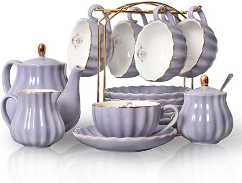 Amazon.com: Pukka Home hualisi Porcelain Sets British Royal Series, 8 OZ Cups& Saucer Service for 6, with Teapot Sugar Bowl Cream Pitcher Teaspoons Strainer for Tea/Coff, 17.6 x 13.4 x 7.8 inches: Kitchen & Dining Royals Series, Cake Stand Ceramic, Tea Cup Design, British Tea, Style Royal, Porcelain Tea Set, Tee Set, Tea Strainer, Tea Service