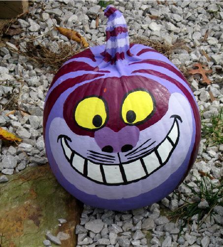 Pumpkin Decorating Ideas Disney, Painting Pumpkins Characters, Disney Pumpkin Painting Easy, Marvel Pumpkin Painting, Vampire Pumpkin Painting, Pumpkin Painting Funny, Spongebob Pumpkin, Cheshire Cat Pumpkin, Disney Pumpkin Painting