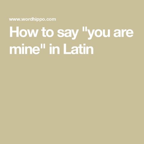 How to say "you are mine" in Latin Beautiful Latin Phrases, Latin Sayings, Nouns Verbs Adjectives Adverbs, You Are Handsome, Find Name, You Are My Soul, Nouns Verbs Adjectives, Latin Quotes, Latin Phrases