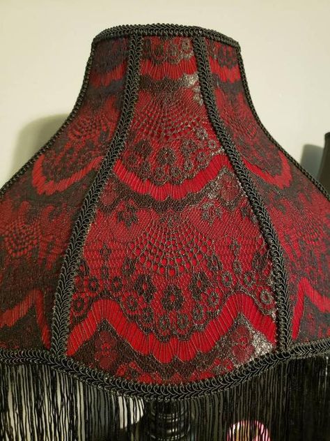 Vintage Victorian Vamp Lampshade Gothic Room Ideas, Diva Bedroom, Whimsigoth Lampshade, Gothic Lamp, Victorian Lamp Shades 1stdibs, Gothic Bed Lamp, Gothic Victorian Lampshade, Red Velvet Top, Gothic Lamp Victorian